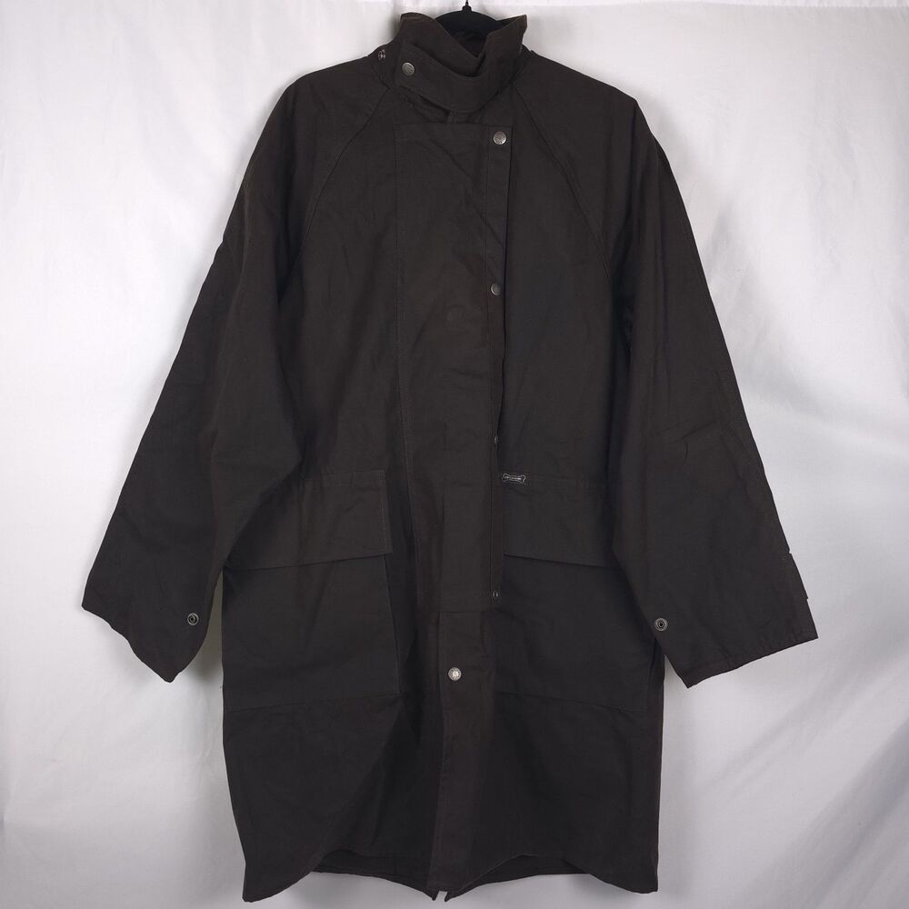 Driza Bone Mens MED Waxed Cotton Brown Oilskin Duster Trench Riding Farm Jacket